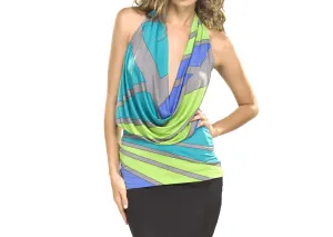 Analili Draped Deep V Halter Top