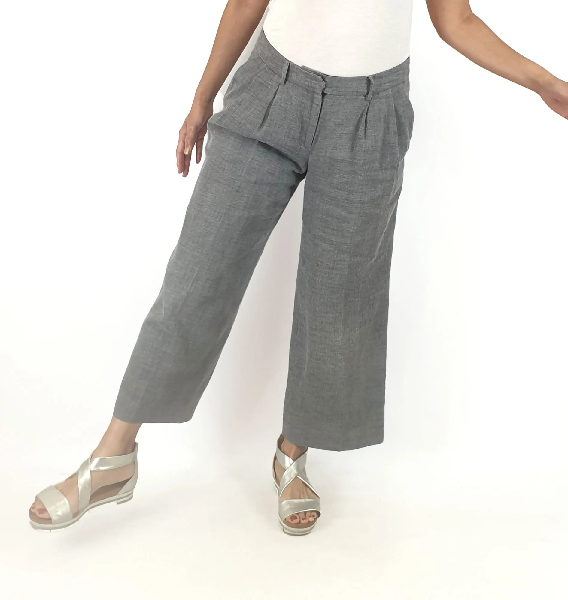 Anna Thomas grey linen pants size 10