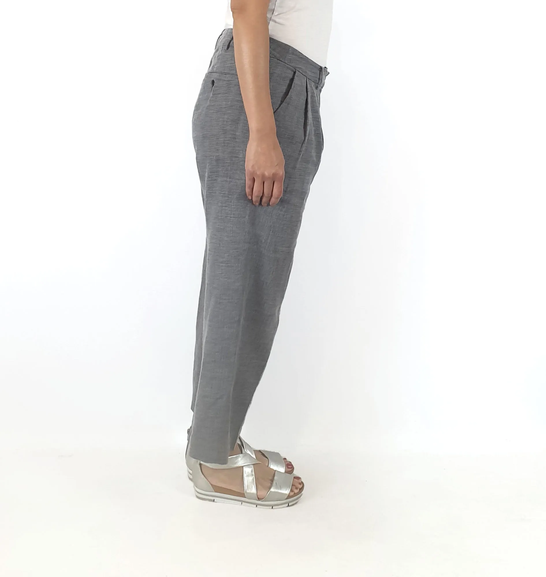Anna Thomas grey linen pants size 10