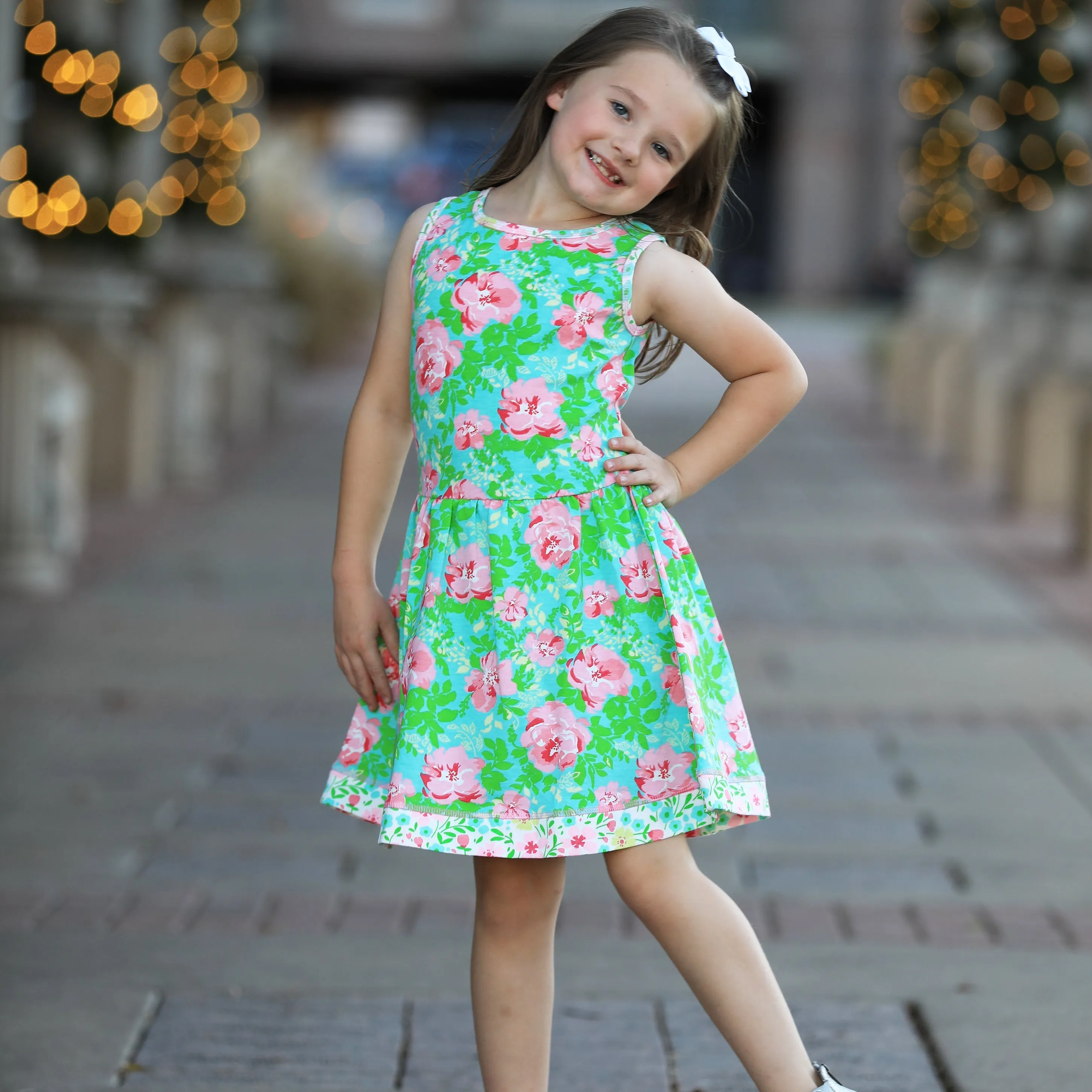 AnnLoren Little & Big Girls Spring Summer Floral Roses Sleeveless Dress Boutique Clothing