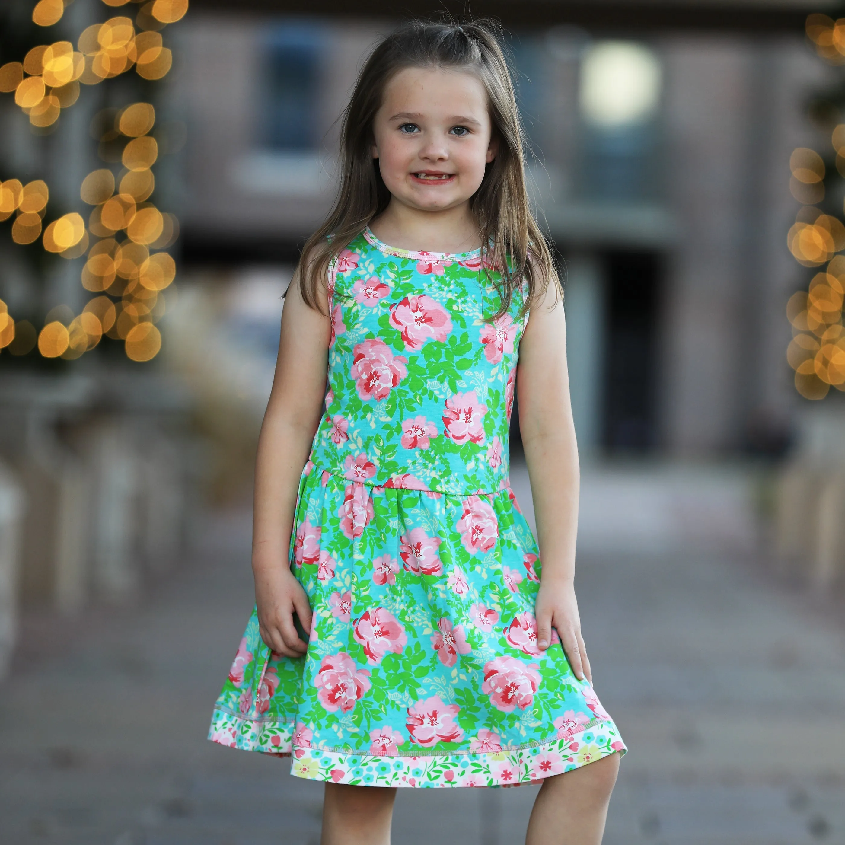 AnnLoren Little & Big Girls Spring Summer Floral Roses Sleeveless Dress Boutique Clothing