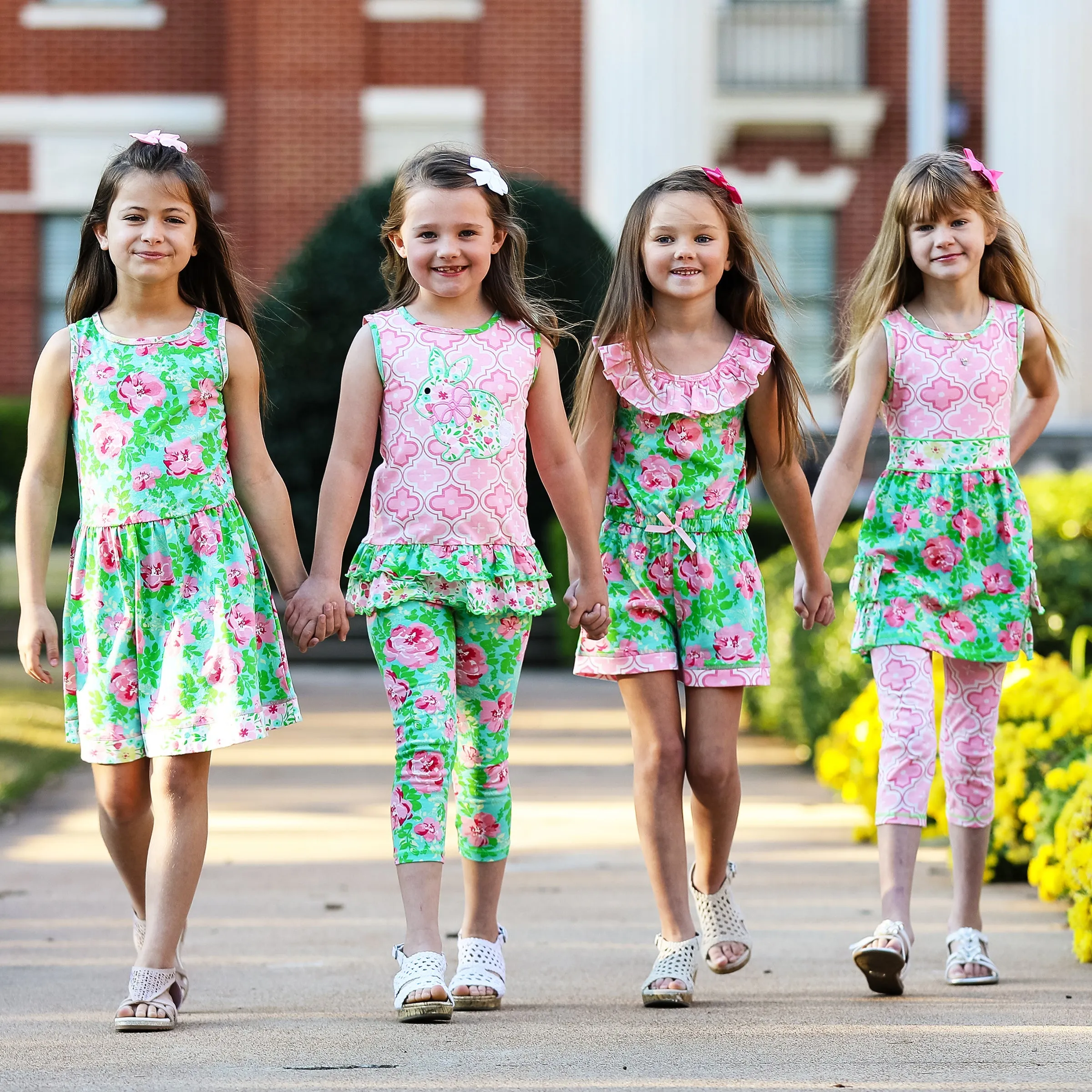 AnnLoren Little & Big Girls Spring Summer Floral Roses Sleeveless Dress Boutique Clothing