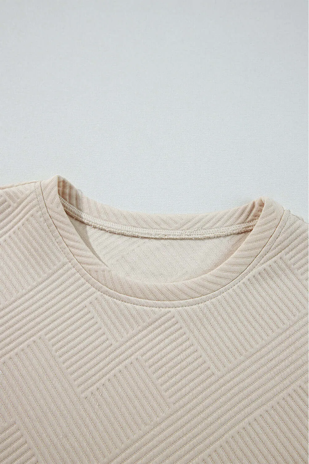 Apricot Solid Color Textured Long Sleeve Shift Dress
