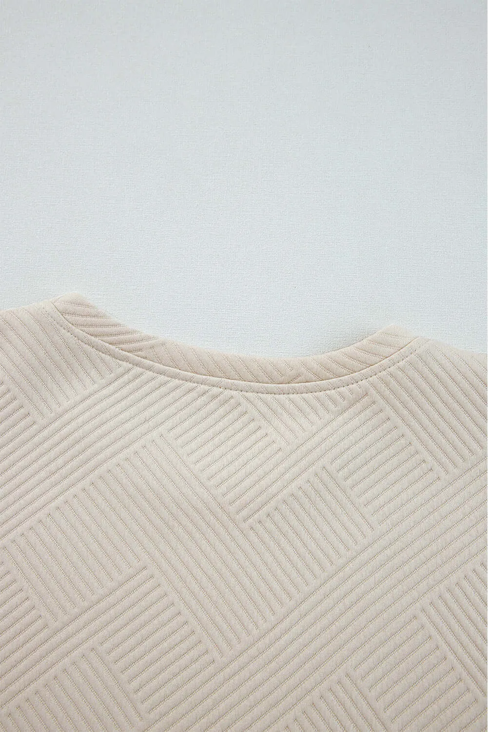 Apricot Solid Color Textured Long Sleeve Shift Dress