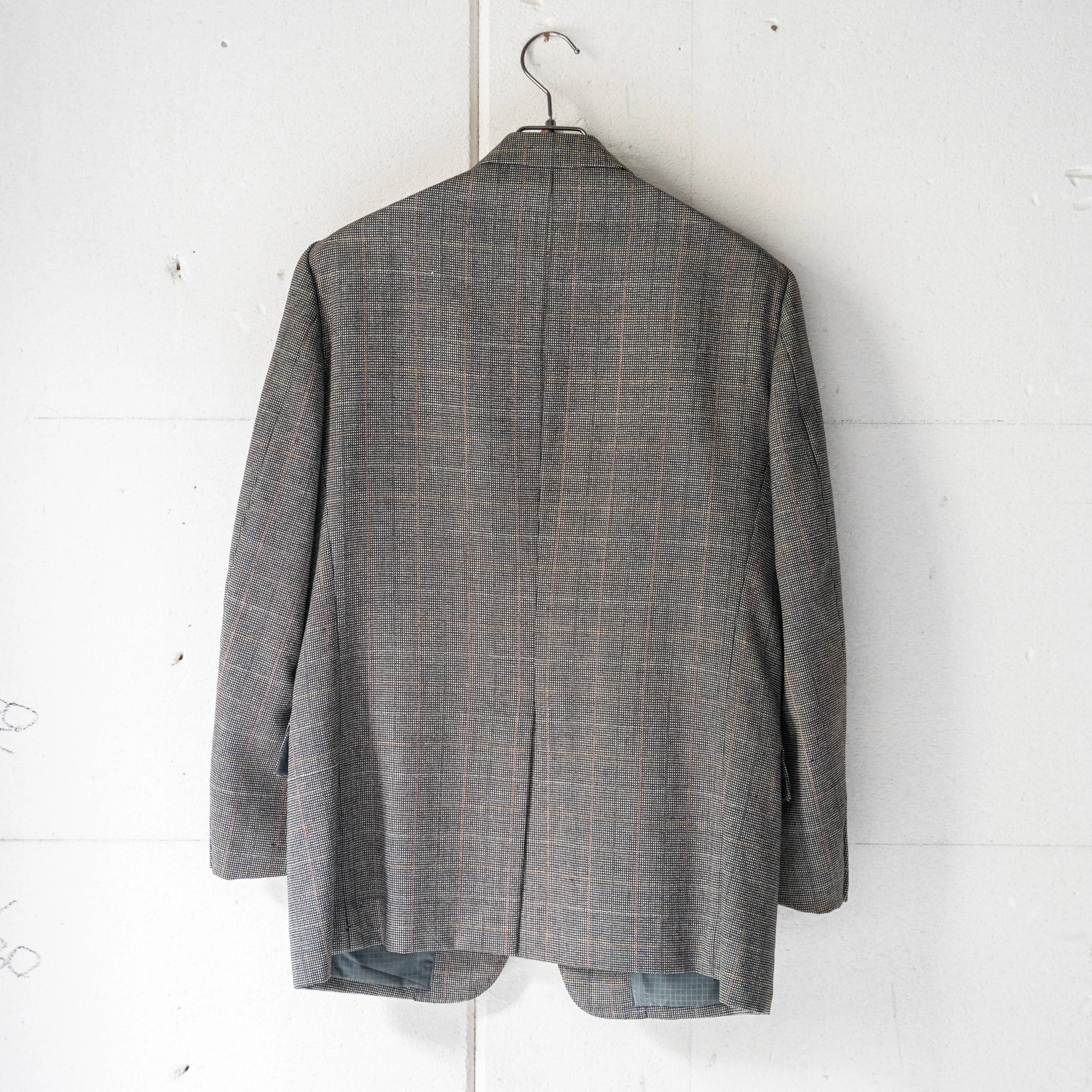 around 1970s Japan vintage black × white × orange checked set up