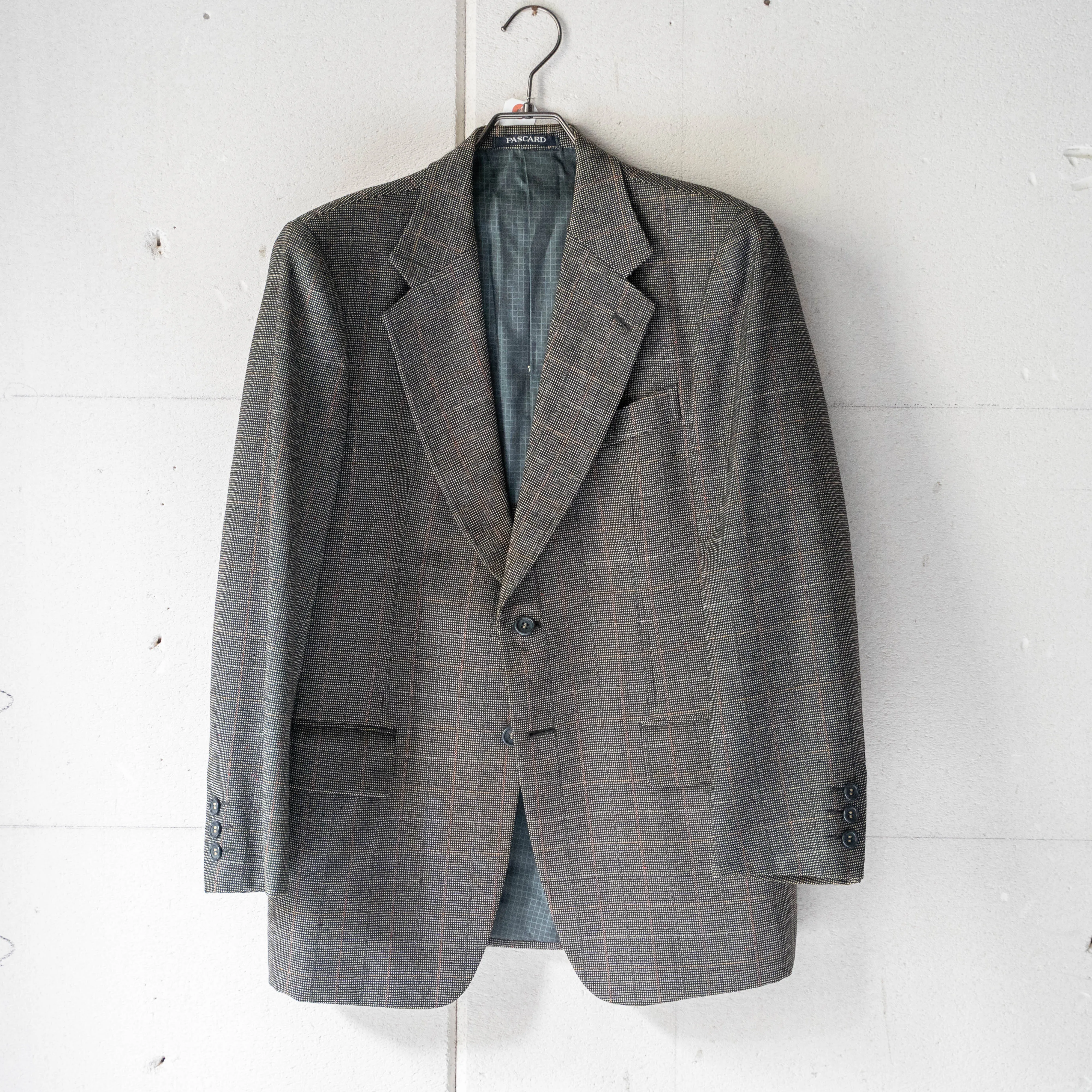 around 1970s Japan vintage black × white × orange checked set up