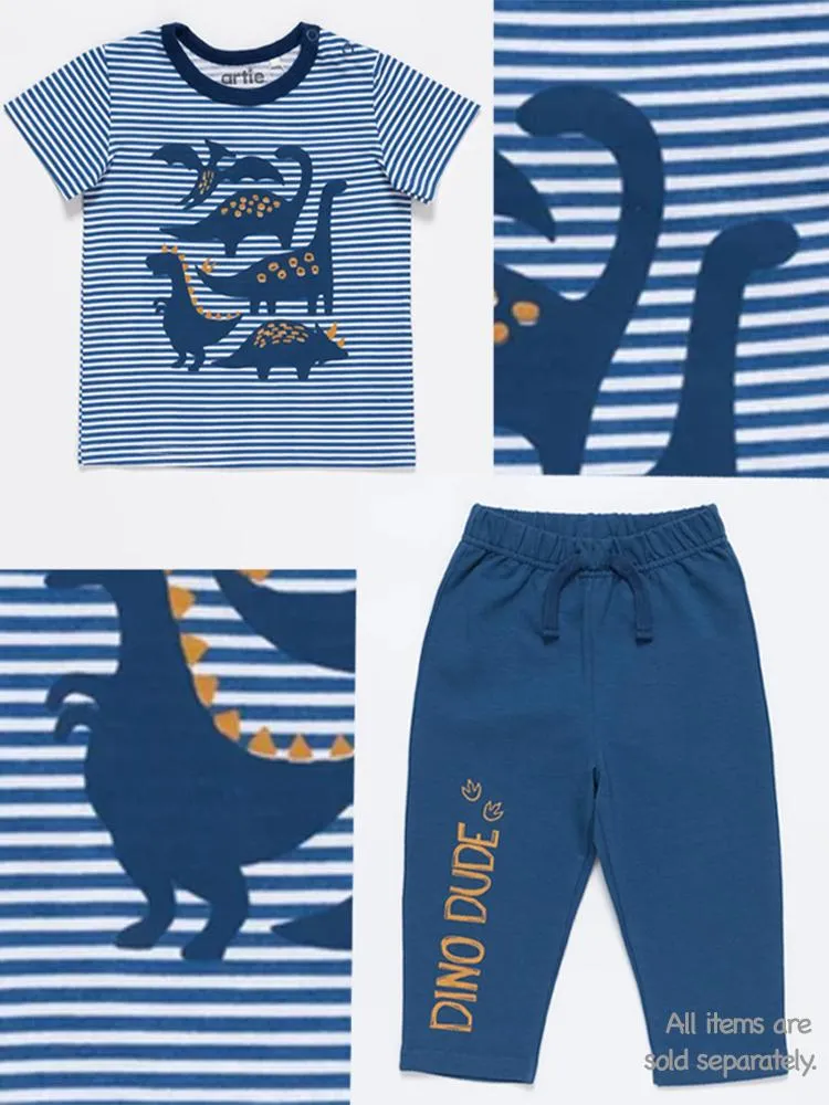 Artie - Dino Dude Blue Baby and Boy French Terry Joggers