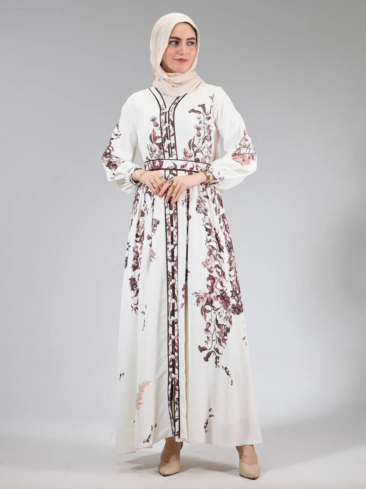 Arwad Orchid Satin Floral Elegance Maxi Dress