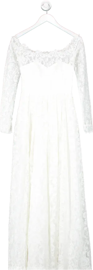 ASOS White Bridal Long Sleeve Lace Maxi Wedding Dress UK 8