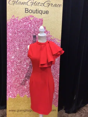 Asymmetrical red dress