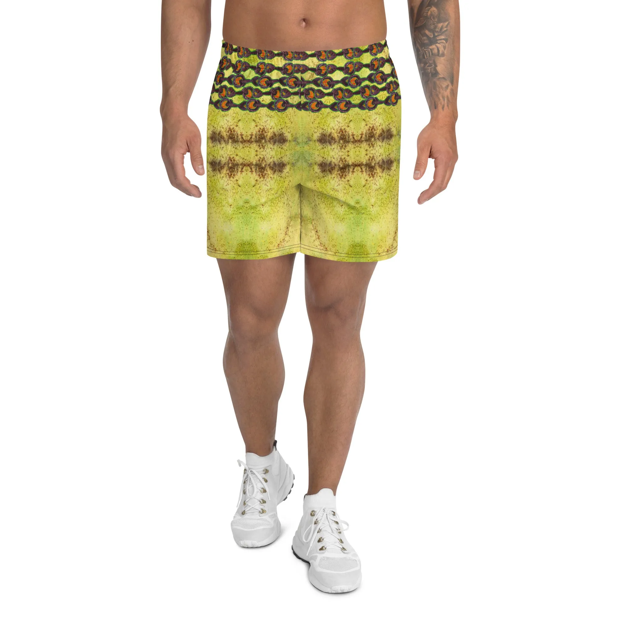 Athletic Long Shorts (Unisex)(Virilis/Muliebris)(Grail Night Rose Orange Logo) RJSTH@Fabric#2 RJSTHS2021 RJS