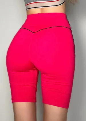 Athletic Red High-Waisted Bike Shorts Compression Flattering | USA-Made Vintage