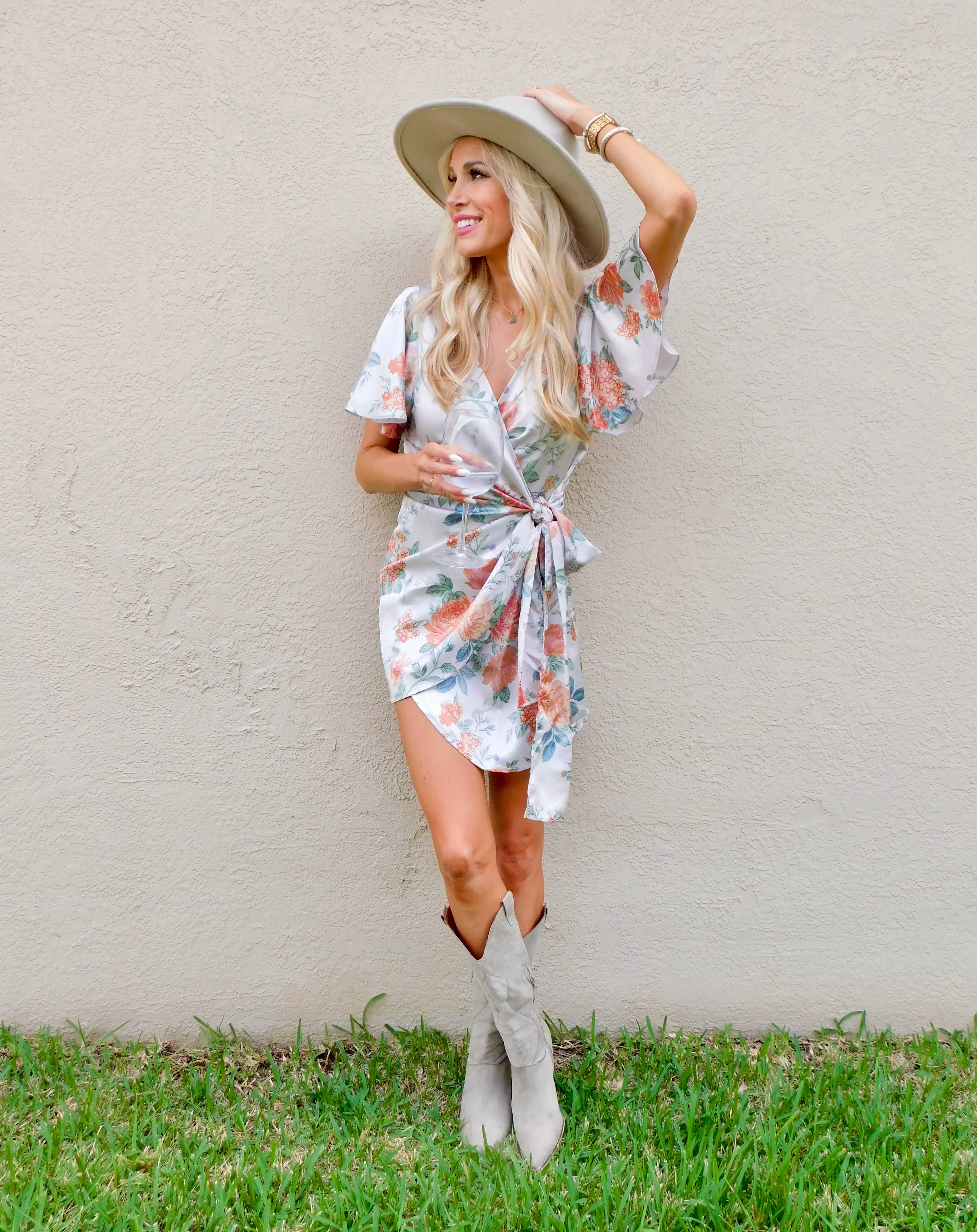 Aurora Floral Print Satin Mini Dress
