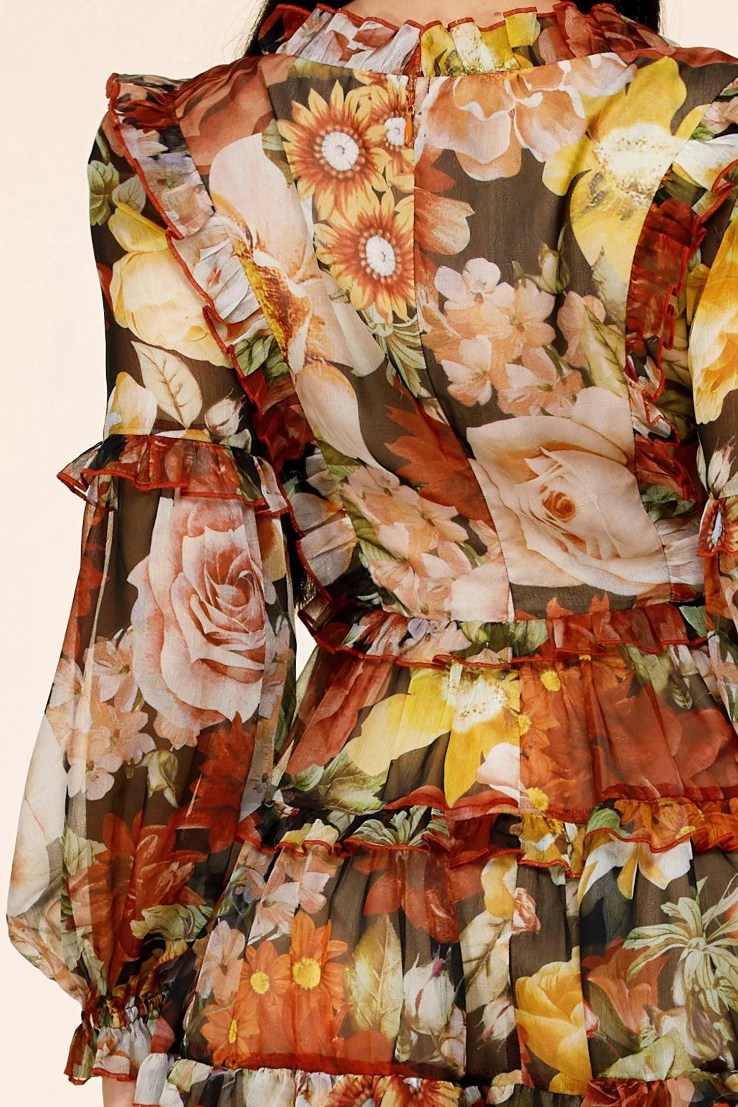 AUTUMN FLORAL PRINT MINI DRESS