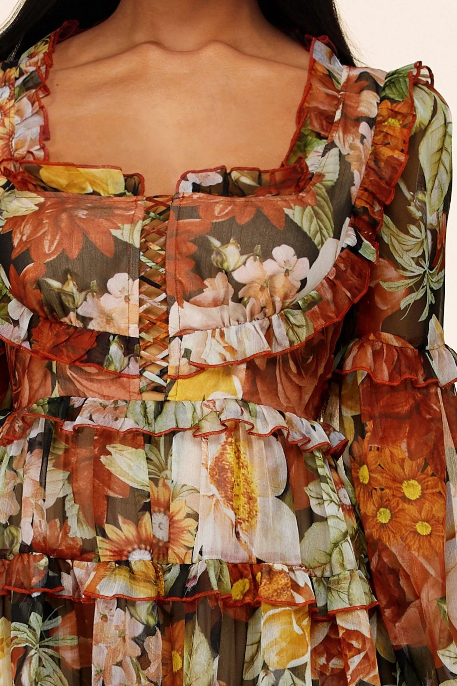 AUTUMN FLORAL PRINT MINI DRESS