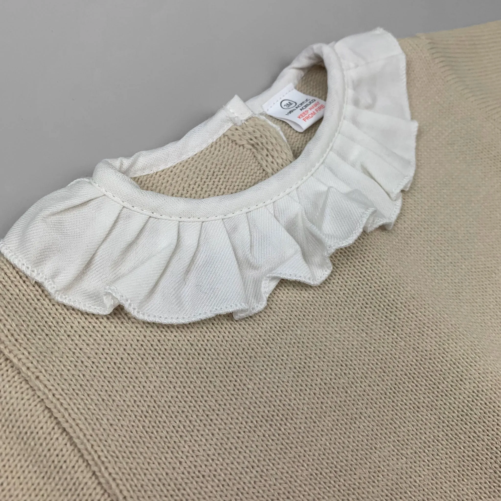 Baby Girls Beige Knitted Jumper With Jam Pants