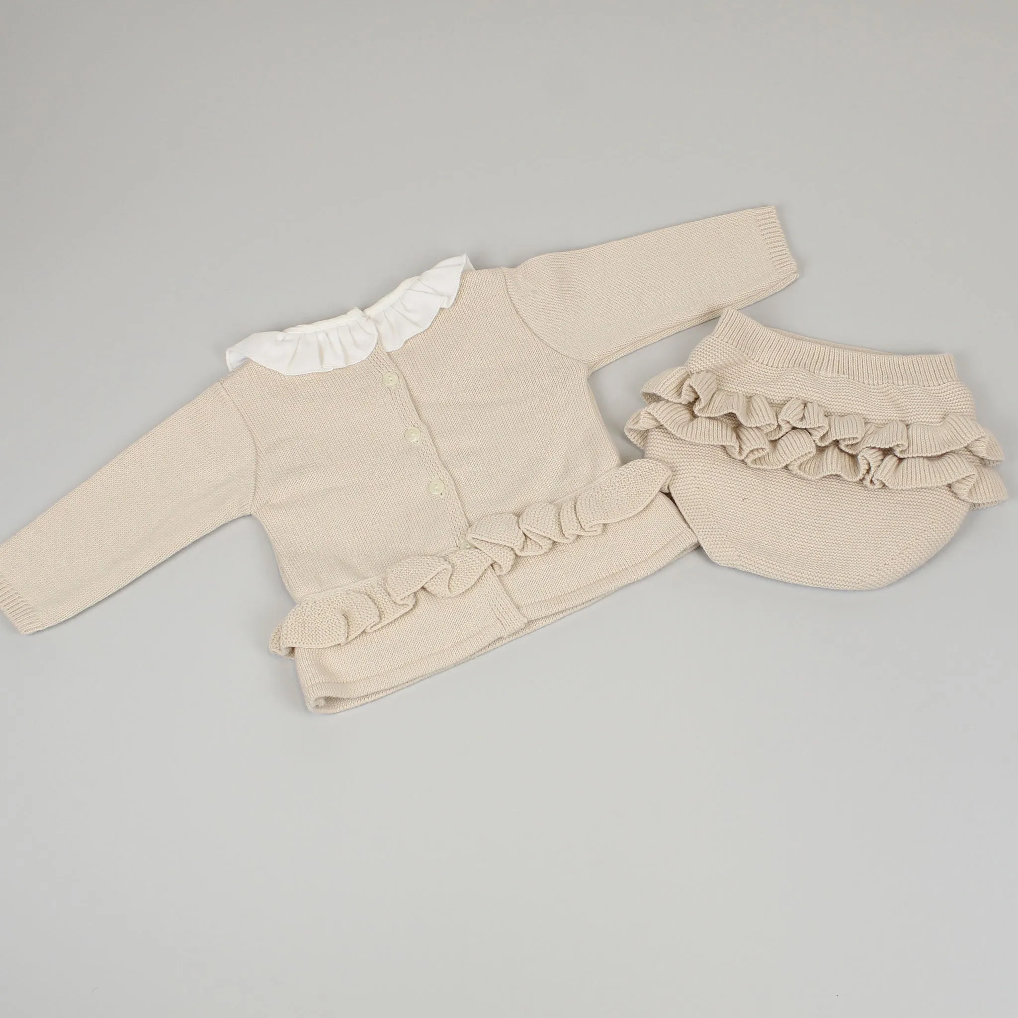 Baby Girls Beige Knitted Jumper With Jam Pants