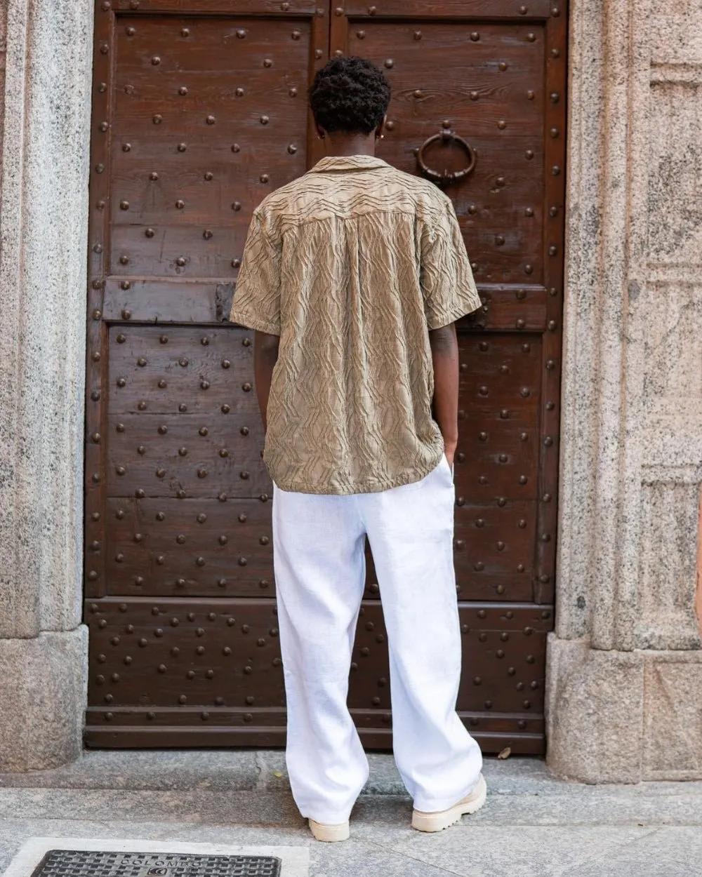 Baggy 100% Linen Pants White