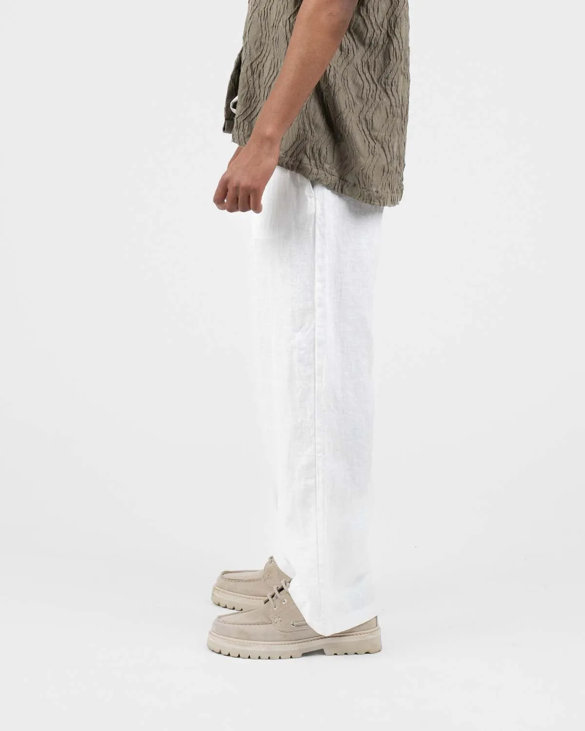 Baggy 100% Linen Pants White
