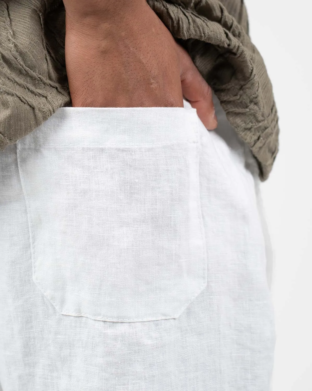 Baggy 100% Linen Pants White