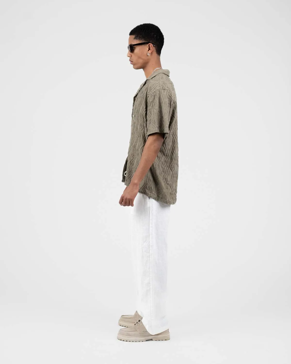 Baggy 100% Linen Pants White