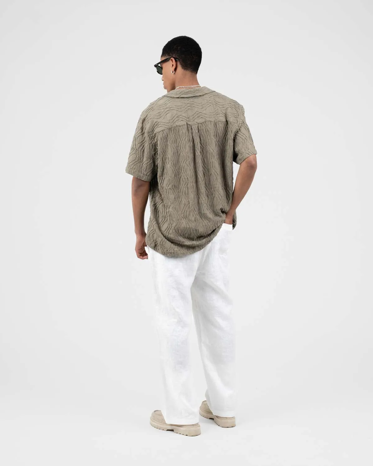Baggy 100% Linen Pants White