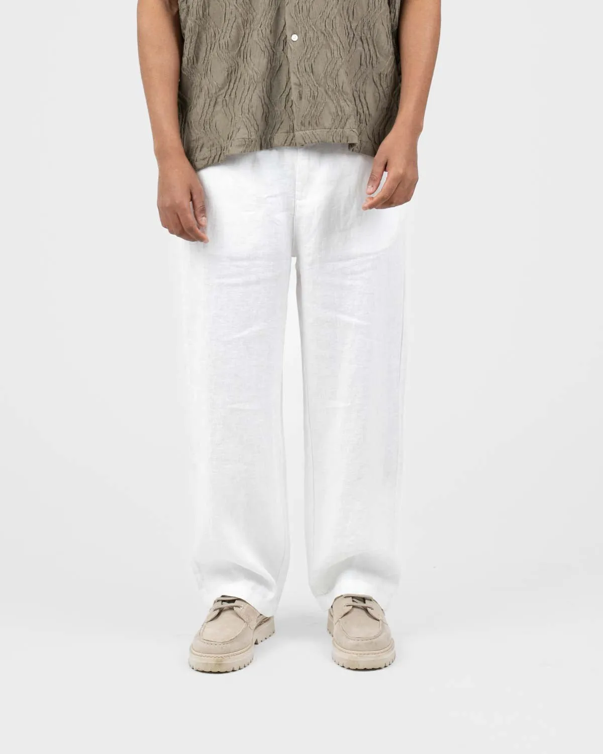 Baggy 100% Linen Pants White