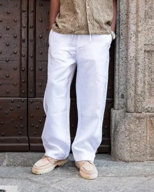 Baggy 100% Linen Pants White