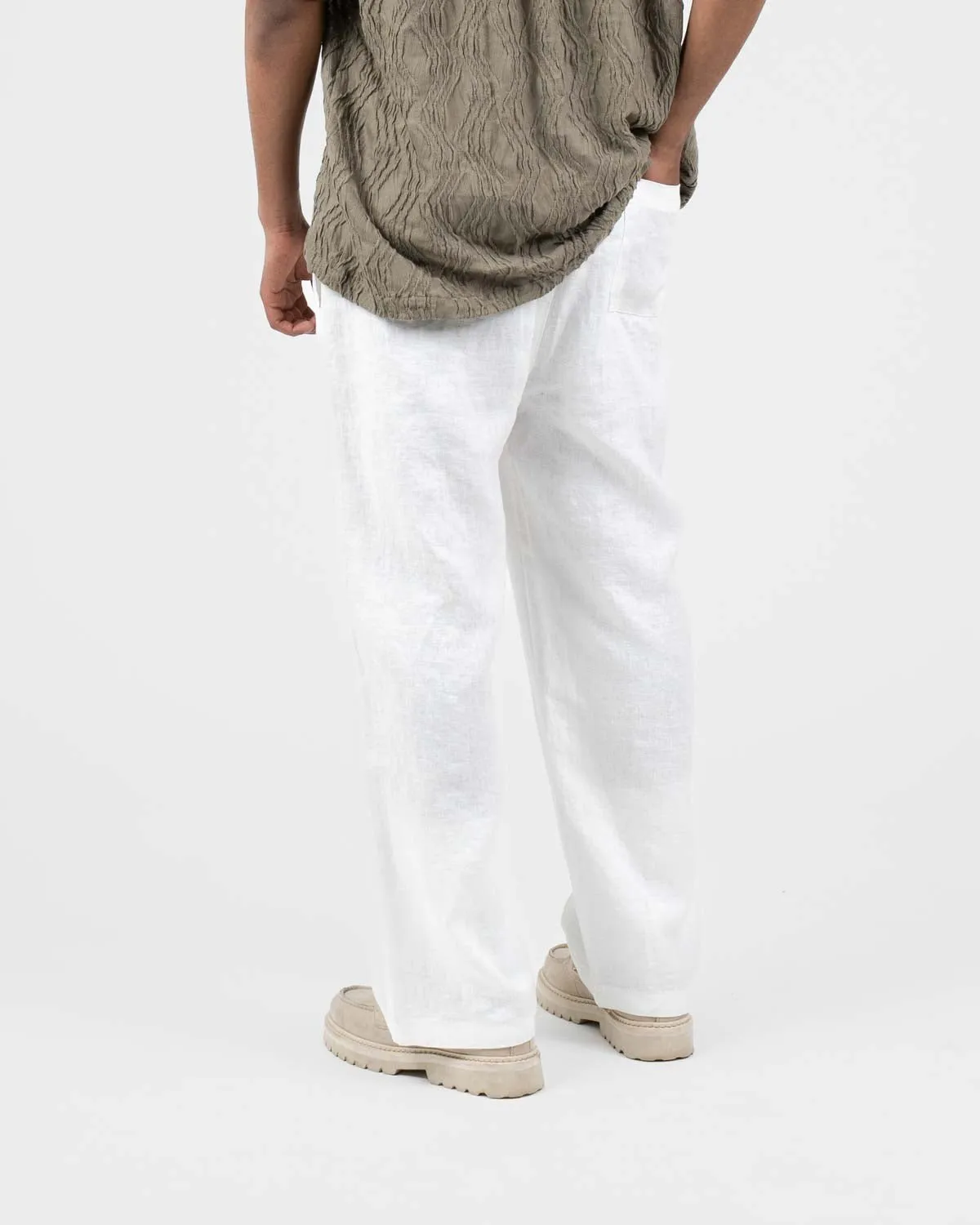 Baggy 100% Linen Pants White