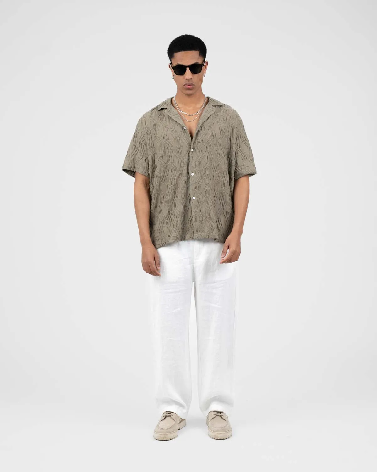 Baggy 100% Linen Pants White