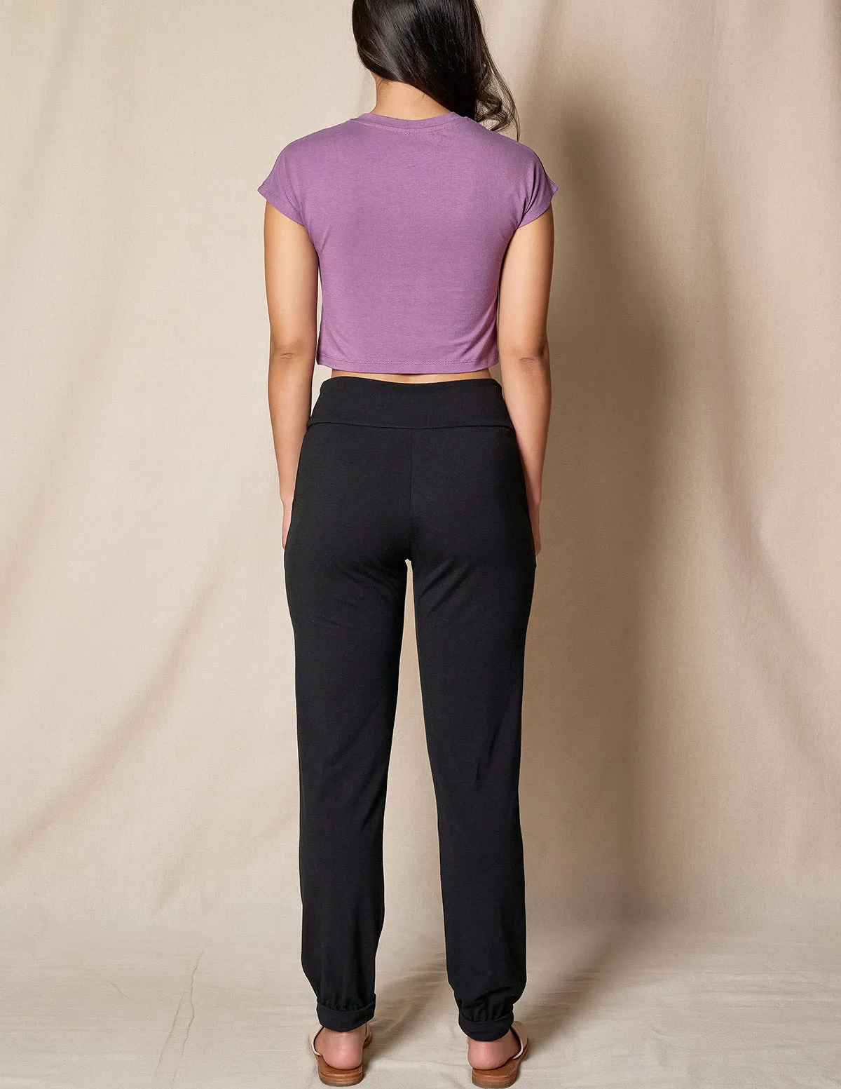 Bamboo / Organic Cotton Flat Waist Comfort Joggers - Black