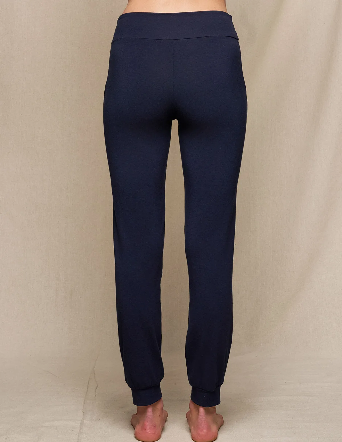 Bamboo / Organic Cotton Flat Waist Comfort Joggers - Navy
