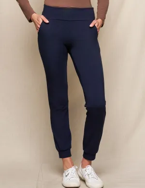 Bamboo / Organic Cotton Flat Waist Comfort Joggers - Navy