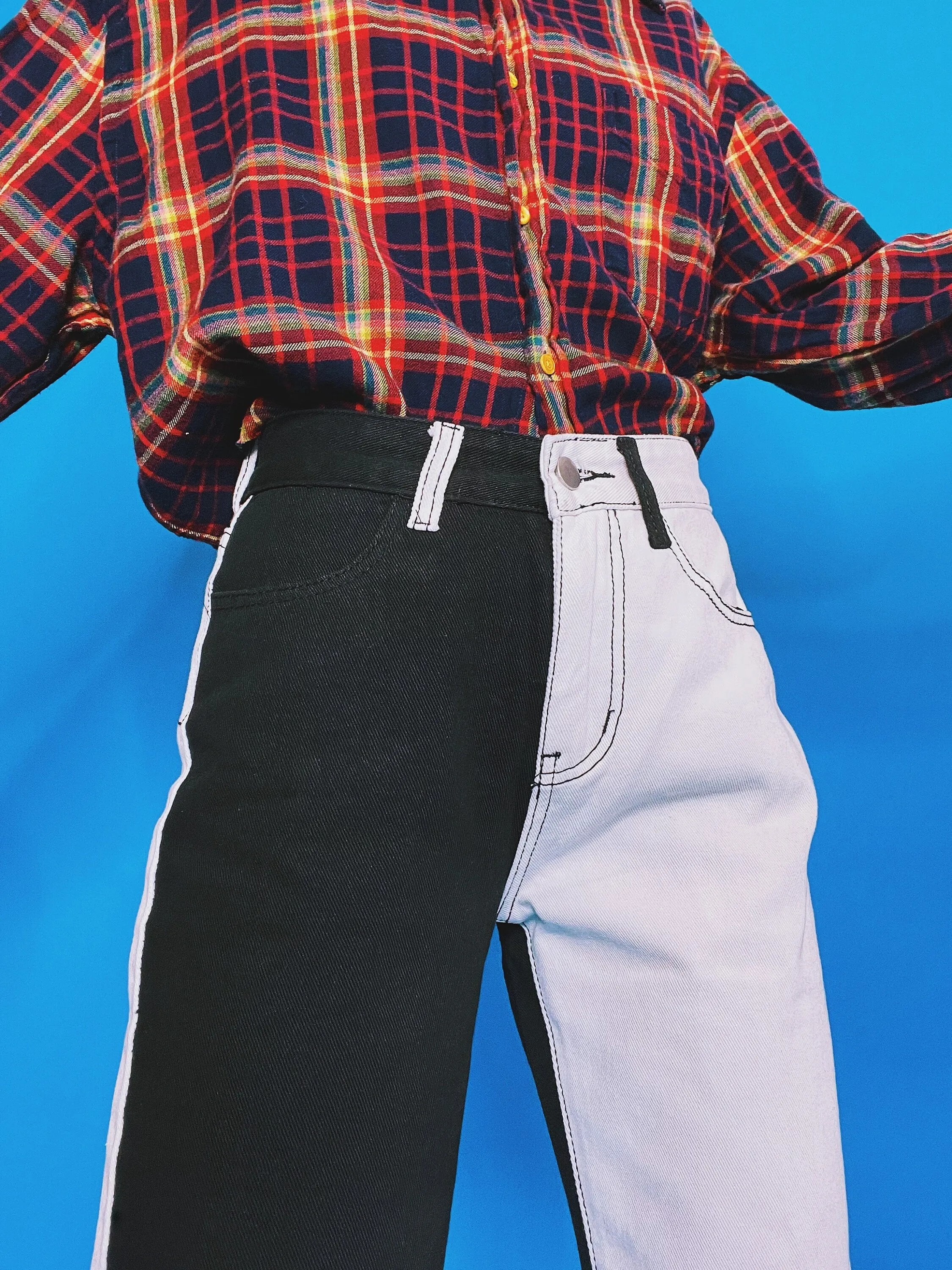 B&W HALF n’ HALF Two Tone Jeans