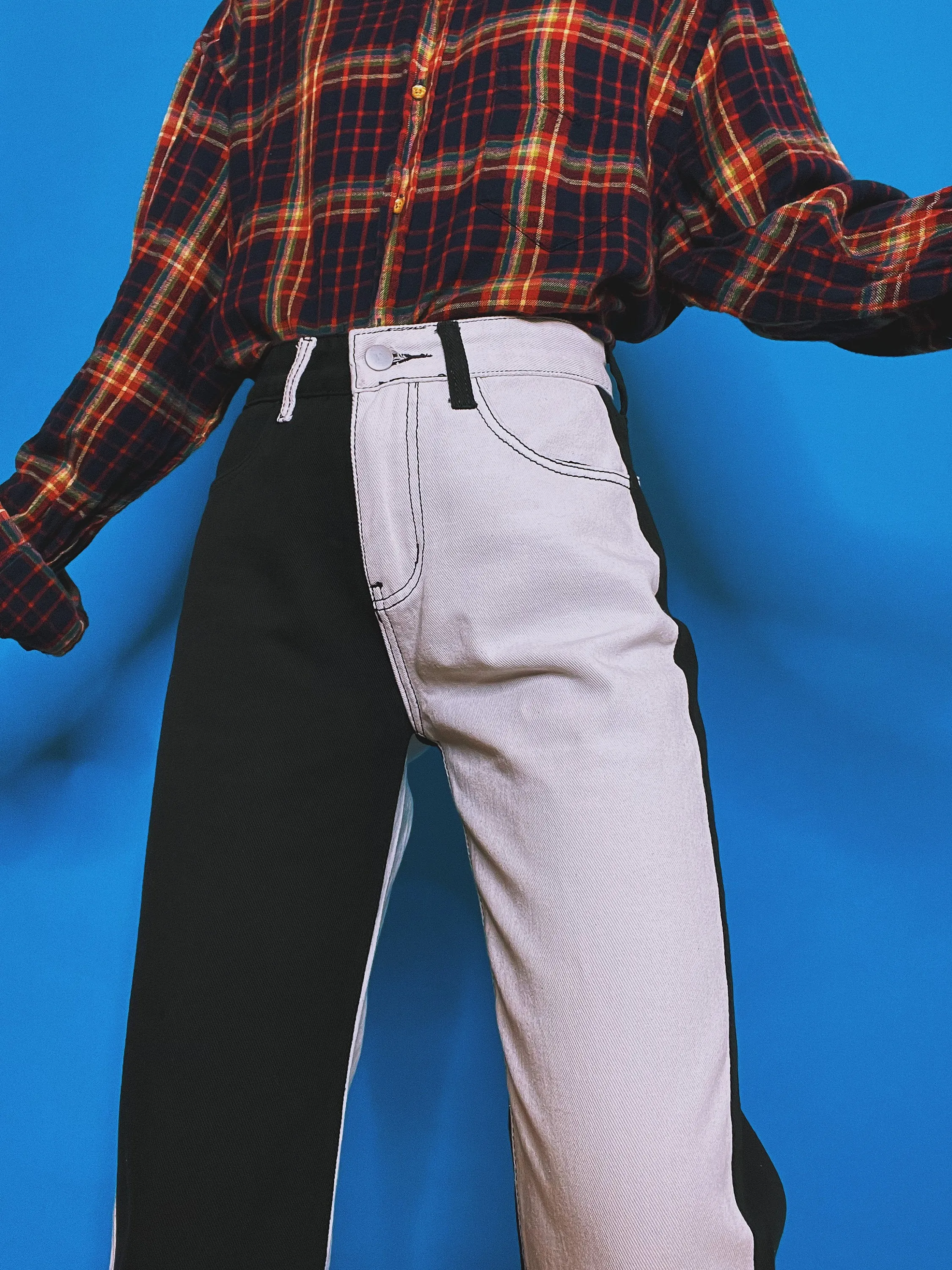 B&W HALF n’ HALF Two Tone Jeans