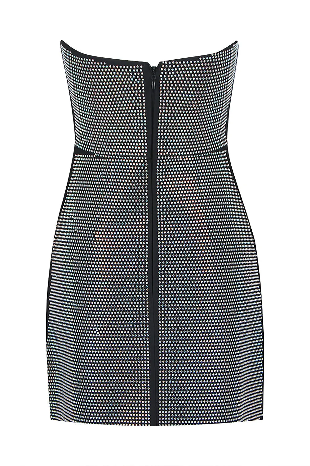 Bandeau Mesh Beaded Mini Dress