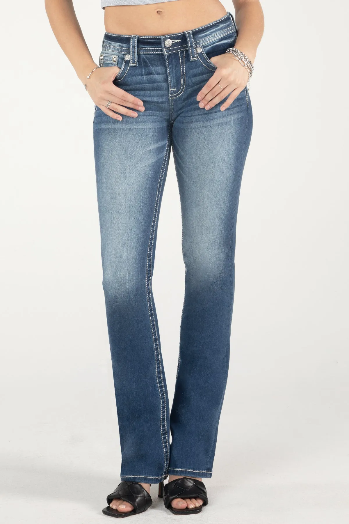 Barely There Fleur De Lis Bootcut Jeans