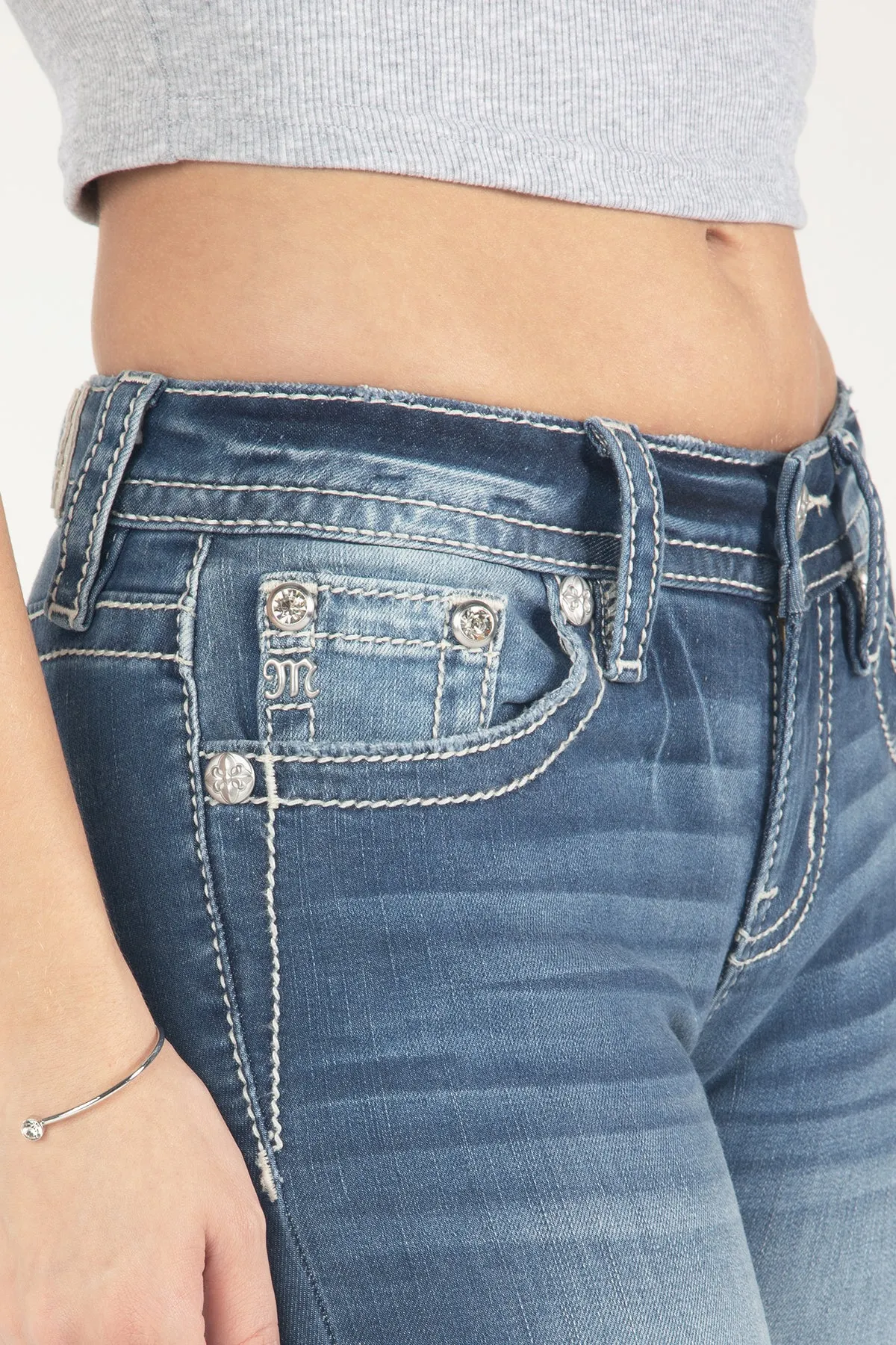 Barely There Fleur De Lis Bootcut Jeans