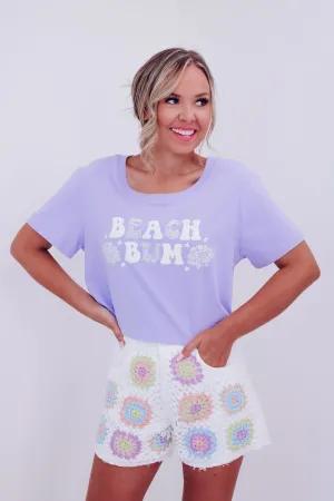 Beach Bum Cropped Graphic Tee - Lavender