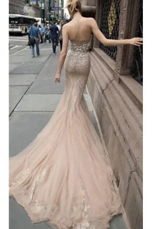 Beaded Illusion Strapless Sweetheart Sexy Party Prom/Evening Dresses