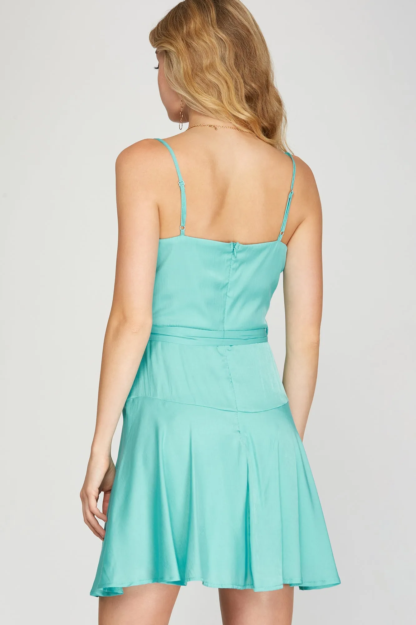 BEATRIX COWL NECK SATIN MINI DRESS