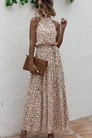 Beige Haltered Maxi Dress
