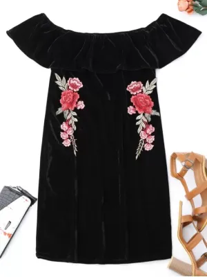 BerryBetty - Gorgeous Off Shoulder Ruffle Floral Bodycon Dress