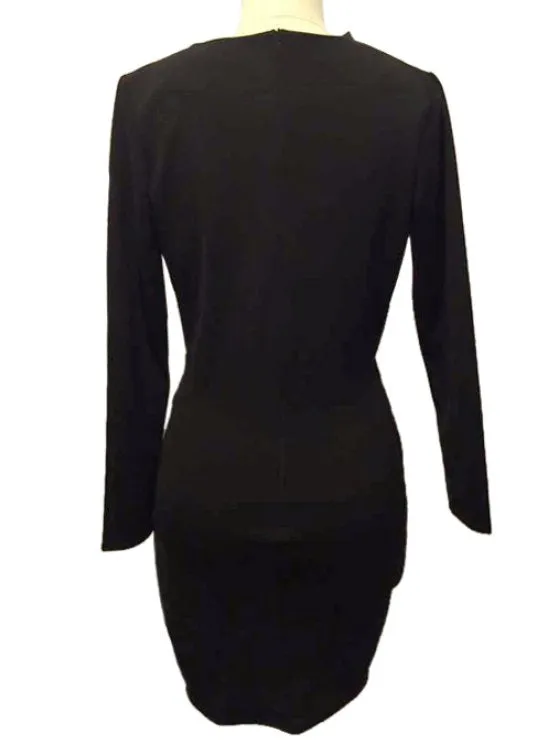 BerryBetty - Gorgeous Plunging Neck Ruched Black Dress