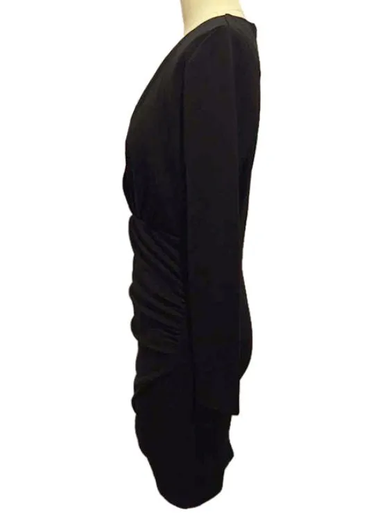 BerryBetty - Gorgeous Plunging Neck Ruched Black Dress