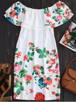 BerryBetty - Gorgeous Ruffles Off The Shoulder Sheath Dress