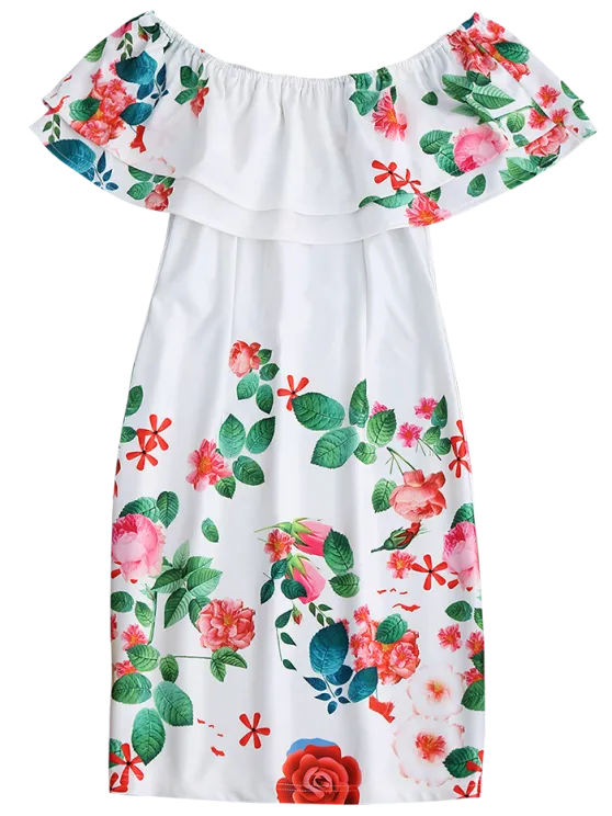 BerryBetty - Gorgeous Ruffles Off The Shoulder Sheath Dress
