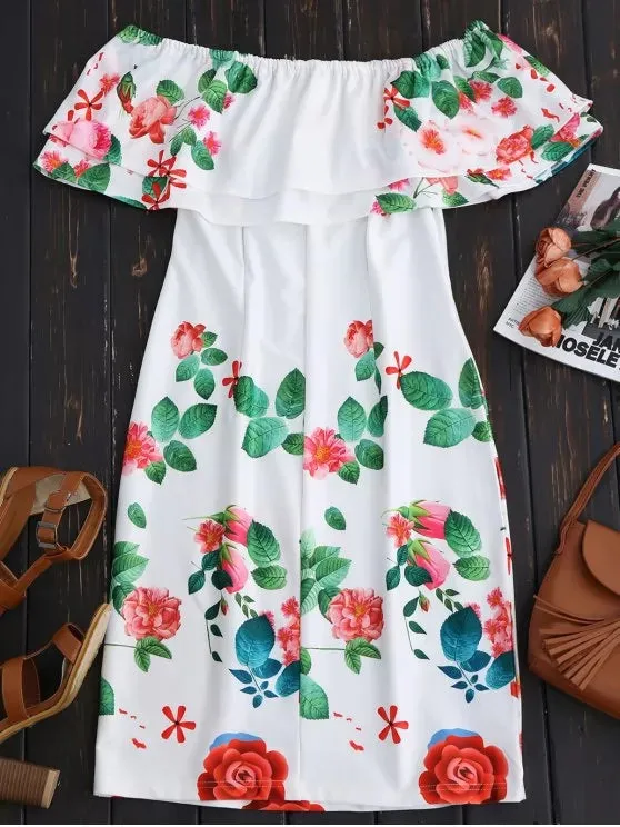 BerryBetty - Gorgeous Ruffles Off The Shoulder Sheath Dress