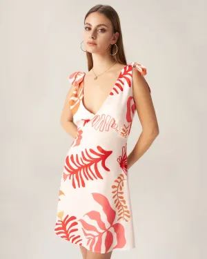 Bettydress-Red Floral Tie Strap Mini Dress