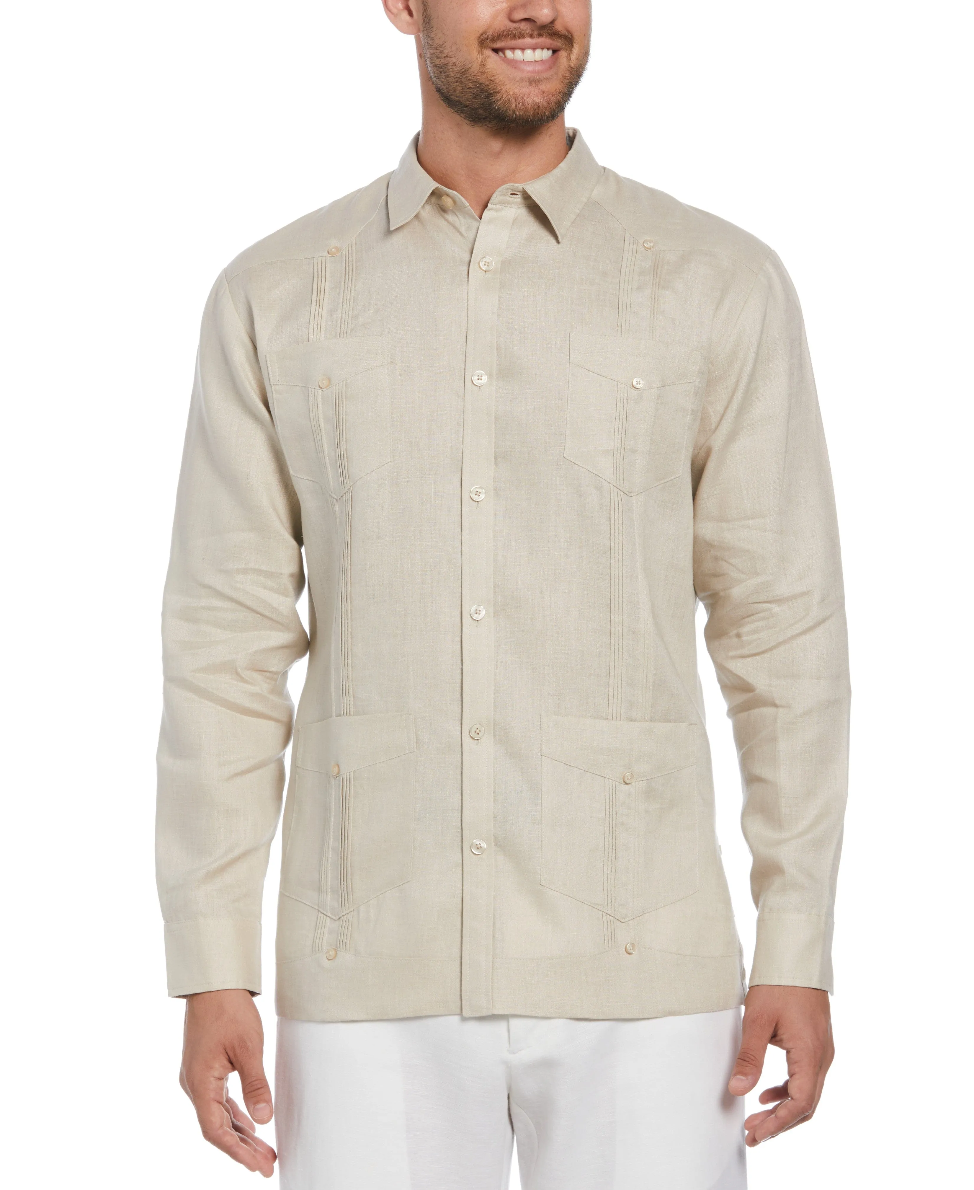 Big & Tall 100% Linen Classic Guayabera Shirt - Long Sleeve